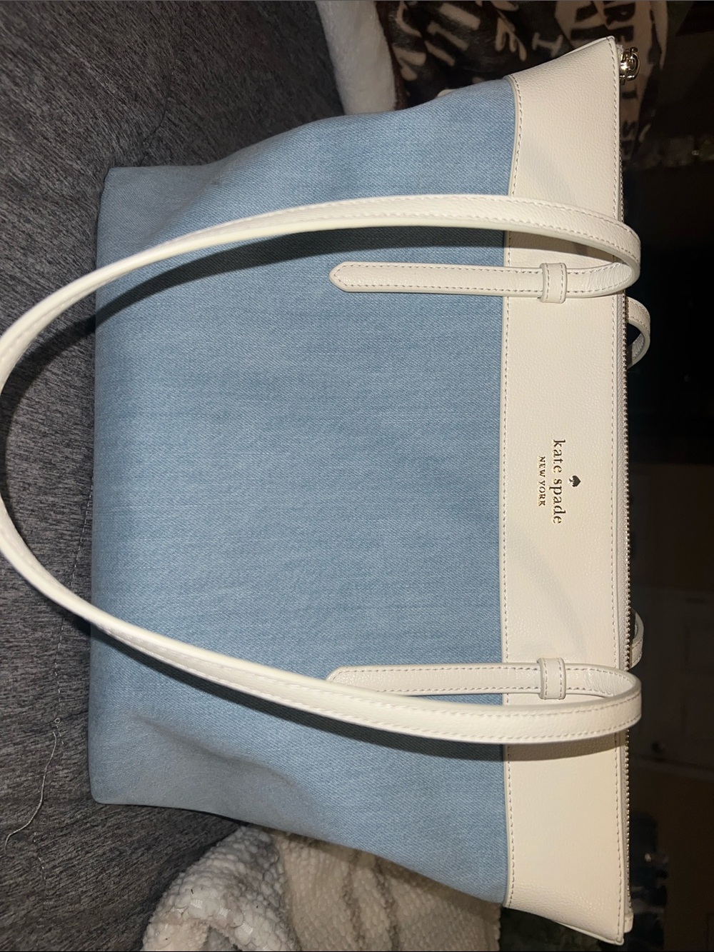 kate spade Light Blue and White Tote Bag